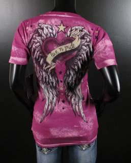 Womens Affliction SINFUL T Shirt YAZMIN in Pink Lava Wash  