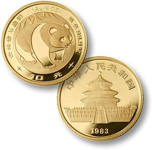 CHINA PANDA GOLD 1/10 OZ UNCIRCULATED COIN RANDOM YEAR  