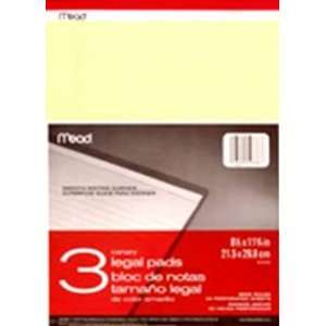  Mead Canary Legal Pads, 8.5 X 11.75, 3 Pack, 50 Sheets 