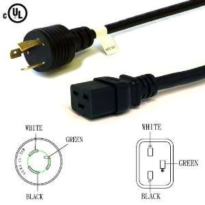   C19 Power Cord, 6 Foot, 20 Amps, 125V, 12/3 SJT Wire