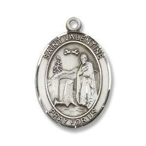 Sterling Silver St. Valentine of Rome Medal Pendant with 24 Stainless 