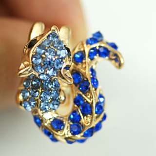 Animal Squirrel Gold Plated Cocktail Diamante CZ Finger Adjustable 