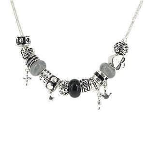   Style Pandora Charm Black Silvertone Fashion Necklace Jewelry