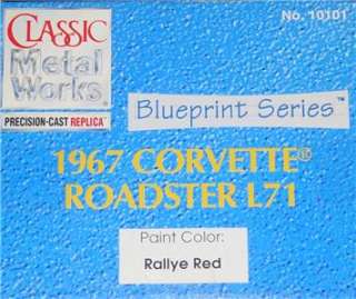 CLASSIC METAL WORKS 1967 CORVETTE ROADSTER L71 NIB DEAL  