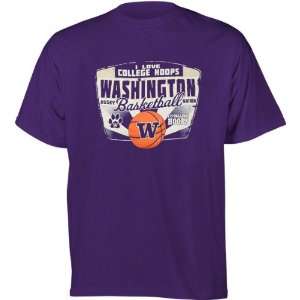   Huskies Purple I Love College Hoops T Shirt