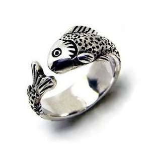 Steampunk Fish Thailand Silver Oxide Ring No Sensitive Adjustable Size
