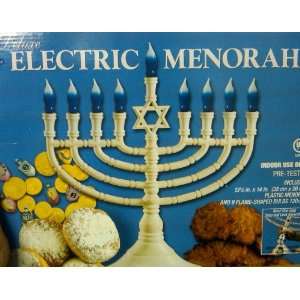   Colored Plastic Electric Menorah with Amazing Blue Flame Shaped Bulbs