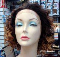 SYNTHETIC FRONT LACE WIG SHORT BIG CURLS BLONDE MANY COLORS U PICK 