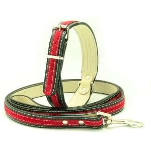 Collar and Leash   Stylish Synthetic Leather in Red Pet 
