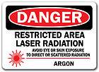 Danger Sign   Restricted Area Laser Avoid Argon w/Graphic   10x14 