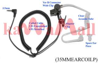 Coil Cable 3.5mm Acoustic Ear Piece for Speaker Mic  