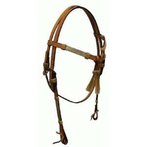  Showman Silver Headstall with Rawhide Braiding and 