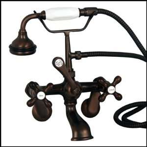   Bronze Tub Wall Mounted Faucet & Hand Shower   Cross