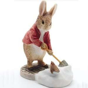   Miniature Figurine   Rabbit Shovelling Snow (A7668)