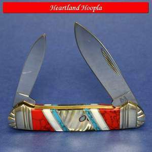 Rough Rider Stoneworx Canoe Knife Turquoise Handles  