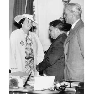  1937 photo Mary A. Shanley being congratulated by Mayor La 