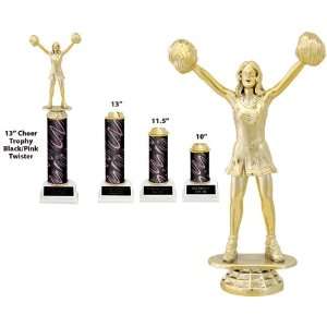   TWISTER COLUMN/LILAC (PINK) BRASS PLATE 10 Custom Cheer TWISTER TROPHY