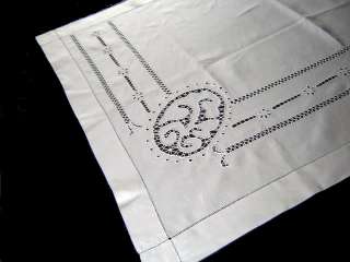 Antique Linen Embroidered Flat Layover Pillow Sham  