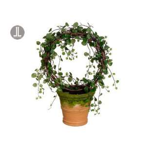 15 Angel Vine Wreath in Cement Pot Two Tone Green (Pack 