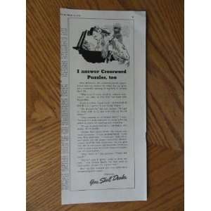Shell Oil,Dealers, Vintage 30s print ad. black and white Illustration 
