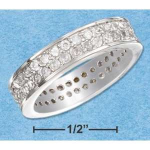   STERLING SILVER WOMENS CONTINUOUS PAVE CUBIC ZIRCONIA BAND Jewelry