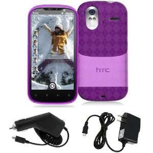 HTC Amaze 4G   Hot Pink Checker Argyle Transparent TPU Flex Skin Case 