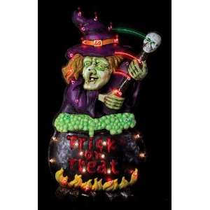  34 Animated Wicked Witch & Cauldron Halloween Lighted 