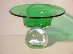 ERICKSON GLASS EMERALD GREEN PAPERWEIGHT COMPOTE  