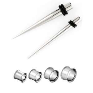 Ear Gauges Kit Tapers + Tunnels Surgical Steel 316L 10G and 8G 