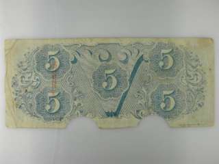 1863 $5 Confederate States Note Cancelled VF /A 984  