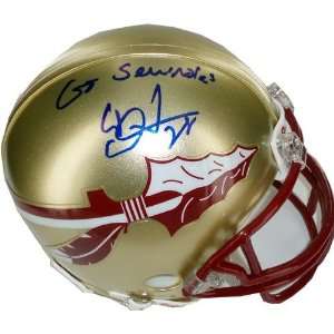 Warrick Dunn Florida State Mini Helmet w/ Go Seminoles Insc.  