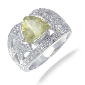 10MM 3CT Lemon Quartz Ring In Sterling Silver In Size 5 (Available In 