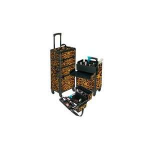    Leopard 360 Rotation 4 Wheeled Spinner Rolling Makeup Case Beauty