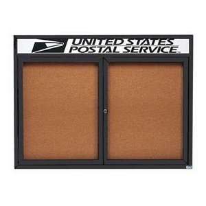  2 Door Aluminum Framed Bulletin Board W/ Header Black Powder 