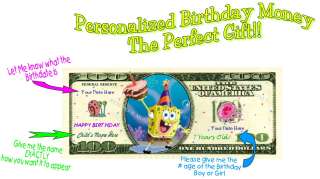 SPONGEBOB SQUAREPANTS Personalized Kids Birthday Bill   