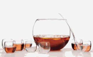 New Libbey Glass Crisa Selene 10pc Punch Bowl Cups Set  