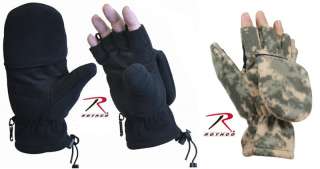 Sniper Gloves   Mittens Convertible Gloves Windstopper Fleece Black or 