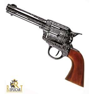  Engraved Cowboy Revolver Wooden Grip   Iron Replica 