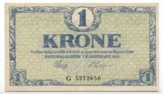 DENMARK 1 Krone 1918 AU *P 12d *SCARCE BANKNOTE  