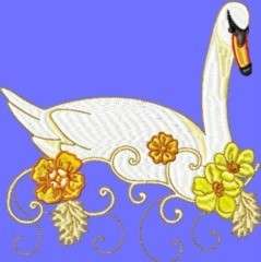 STYLISH SWANS MACHINE EMBROIDERY DESIGNS 2 SIZES  