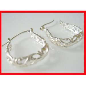   Hoop Earrings Solid Sterling Silver .925 #0668 Arts, Crafts & Sewing