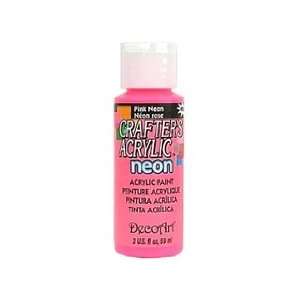  DecoArt Crafters Acrylic Paint 2oz Neon Pink (6 Pack 