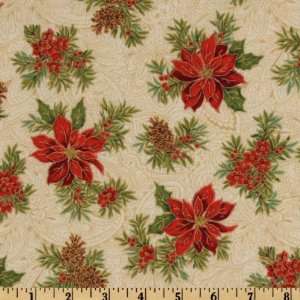   Pionsettias Bouquets Cream Fabric By The Yard Arts, Crafts & Sewing