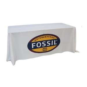  6 Ft. White Draped w/ Front Logo Table Cover Everything 