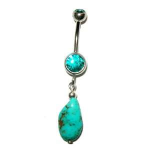  Turquoise Nugget Belly Button Ring Jewelry