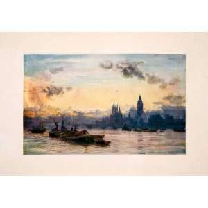   Sunset Thames Wyllie Skyline   Original Color Print