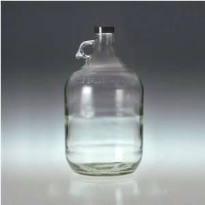 Clear Glass Jug, 128oz (4 Liter), Black PP Cap & Teflon Disc, cs/8 