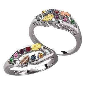  Sterling Silver Tri Color Family Birthstone Solitaire Ring 