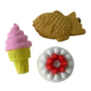   Eraser  pack of 3 ice cream and cake like erasers Toys & Games