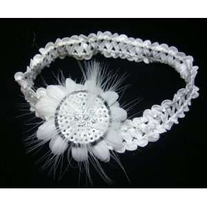  White Flower Crochet Headband 